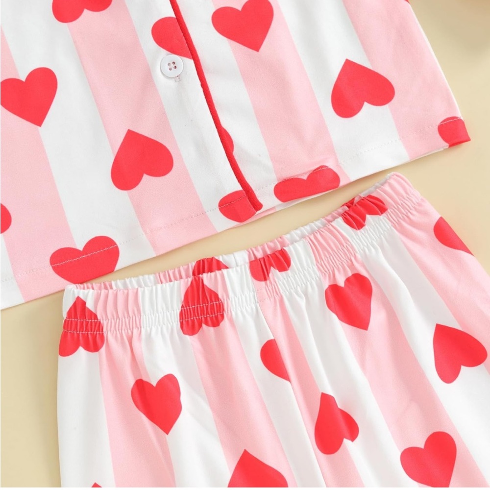 Toddler Heart Striped Pajama Set 3-4T - Picture 5 of 5